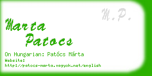 marta patocs business card
