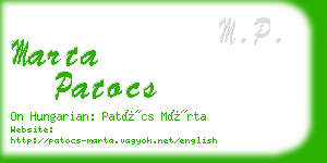 marta patocs business card